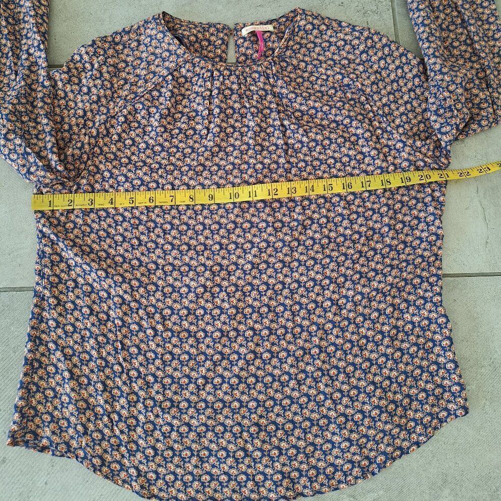 Essentiel Blue Brown long sleeve Top size L - Picture 5 of 5